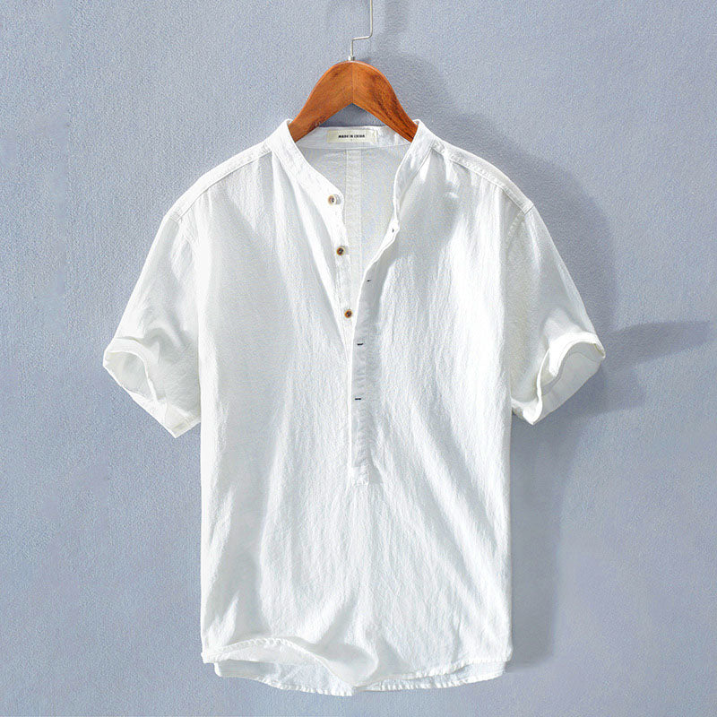 Santino Linen Henley — Men's Breathable Short-Sleeve Linen Shirt