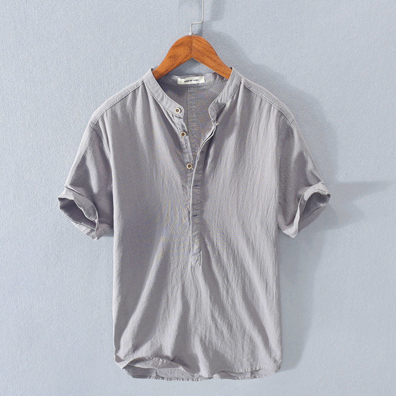 Santino Linen Henley — Men's Breathable Short-Sleeve Linen Shirt
