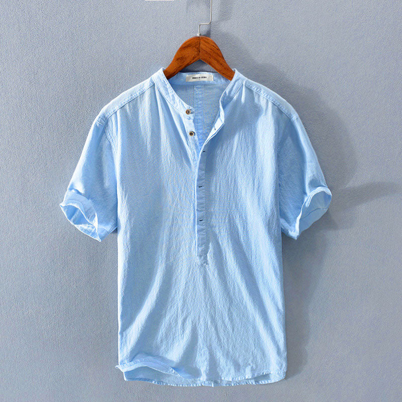 Santino Linen Henley — Men's Breathable Short-Sleeve Linen Shirt