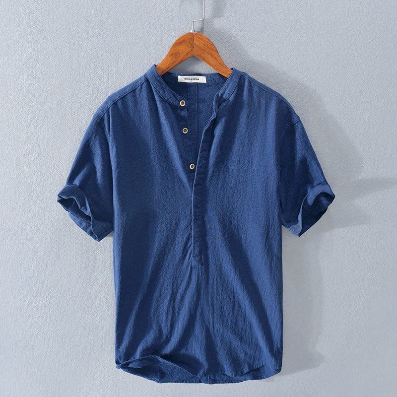 Santino Linen Henley — Men's Breathable Short-Sleeve Linen Shirt