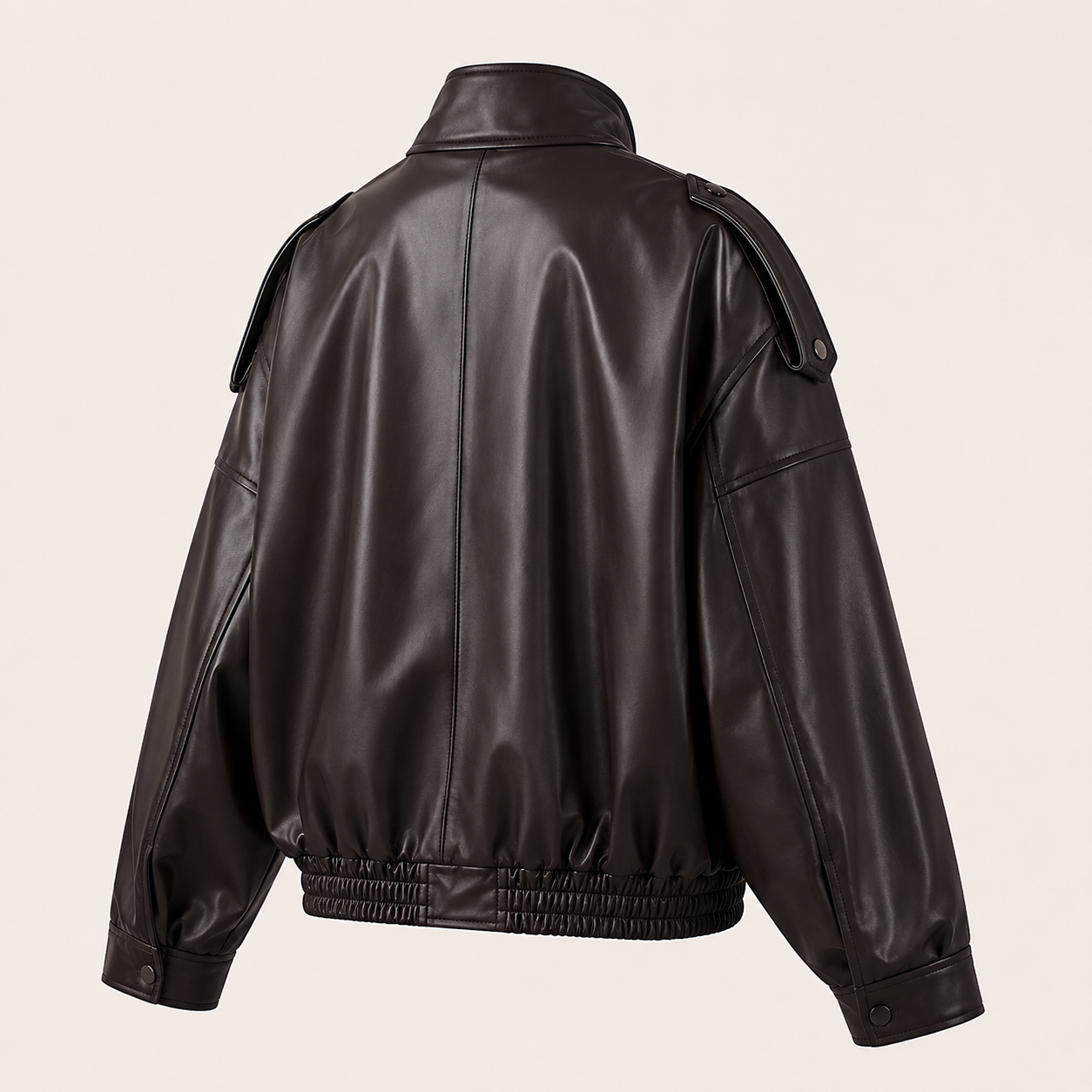 Cropped Faux Leather Bomber Jacket
